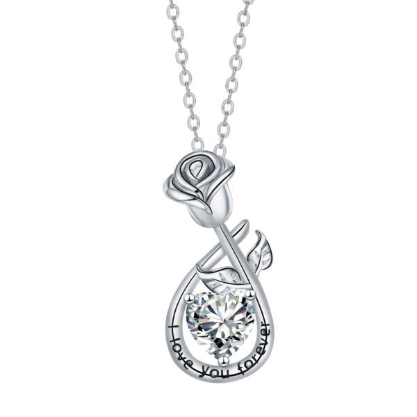 Rose Pendant Necklace Valentine's Day Gift For Girlfriend - Image 2