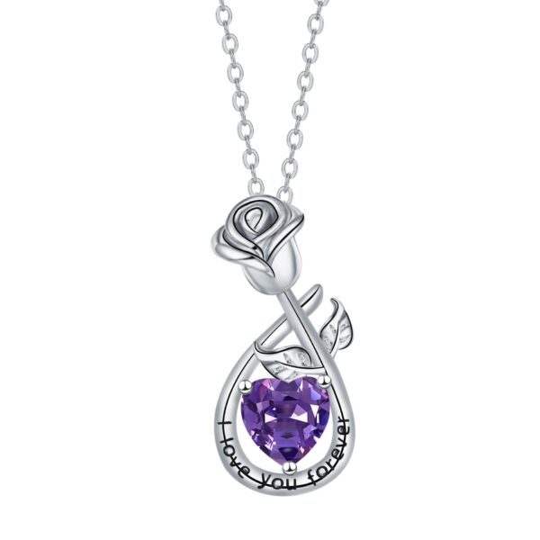 Rose Pendant Necklace Valentine's Day Gift For Girlfriend - Image 3